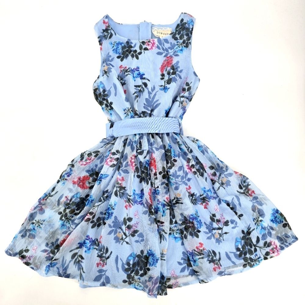 Btween Girl Floral Blue Dress Size 8